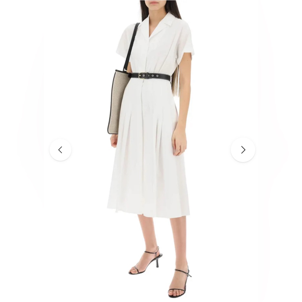 Maxmara Studio Slam Crisp White Midi Dress Size 4